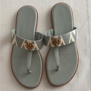 Tory Burch Blue and Gold Sandals